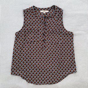 Loft Scallop Henley Mixed Media Shell Top